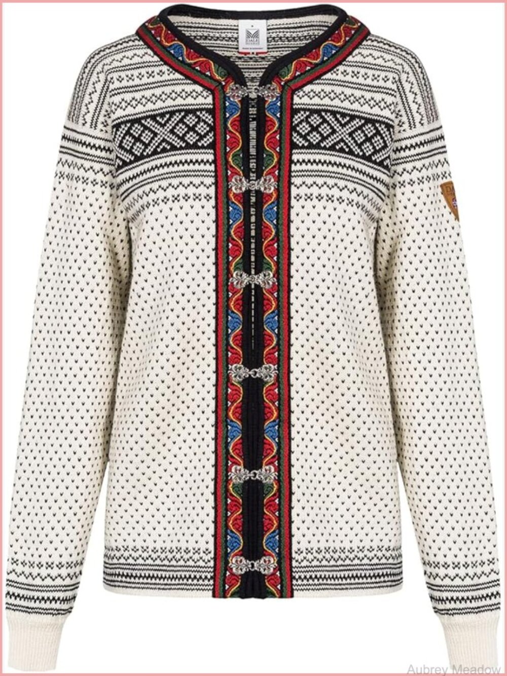 Unisex Norwegian Wool Cardigan Sweater Setesdal Pattern Long Sleeve
